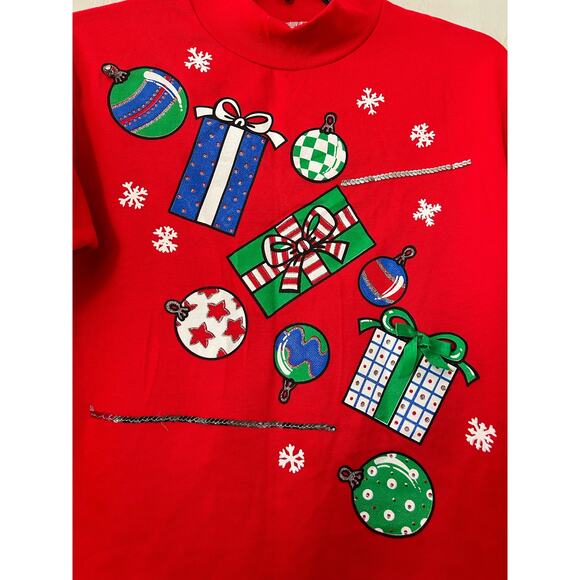 Vintage Red New Moves Y2K Christmas Xmas Sweater Party Preowned - Picture 3 of 9